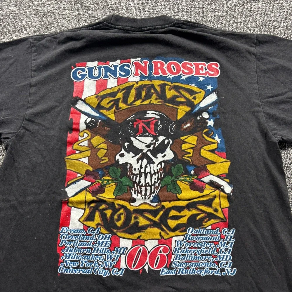Vintage 2006 Guns N Roses Rock Band Chinese Democracy Black Tour T-Shirt Large